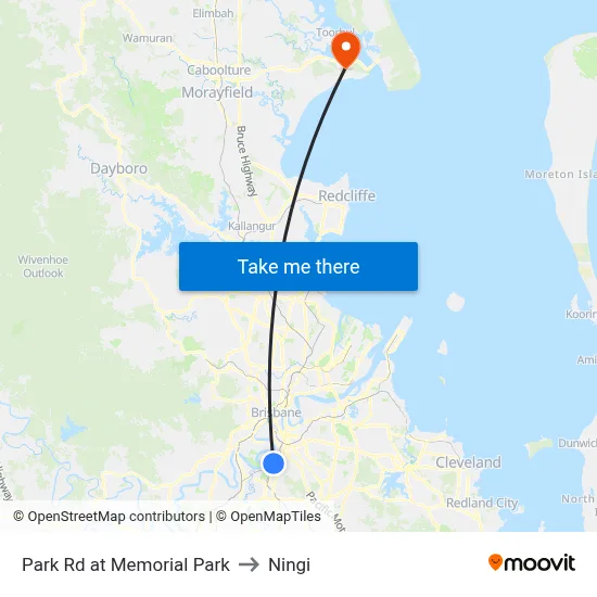 Park Rd at Memorial Park to Ningi map