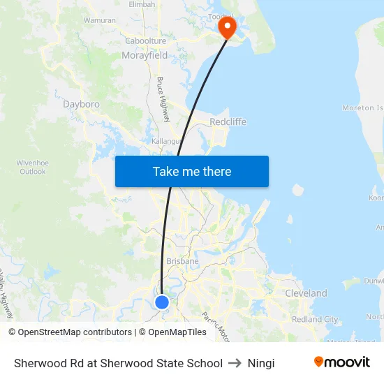 Sherwood Rd at Sherwood State School to Ningi map