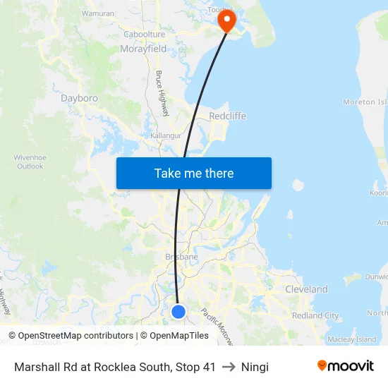 Marshall Rd at Rocklea South, Stop 41 to Ningi map