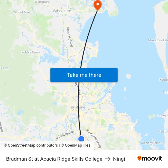 Bradman St at Acacia Ridge Skills College to Ningi map