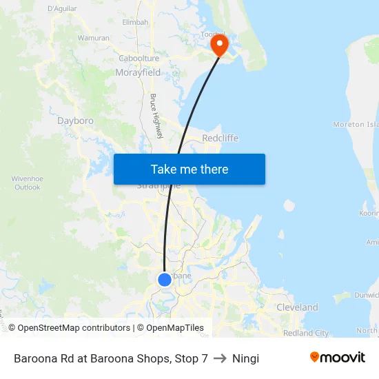 Baroona Rd at Baroona Shops, Stop 7 to Ningi map