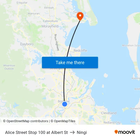 Alice Street Stop 100 at Albert St to Ningi map