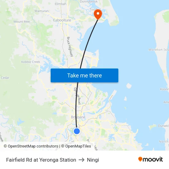 Fairfield Rd at Yeronga Station to Ningi map