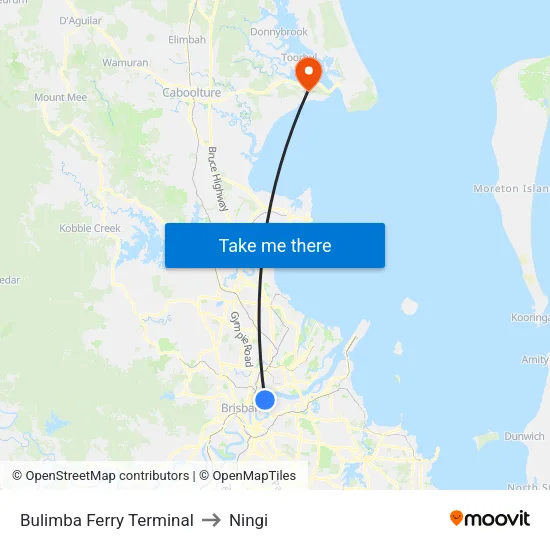 Bulimba Ferry Terminal to Ningi map