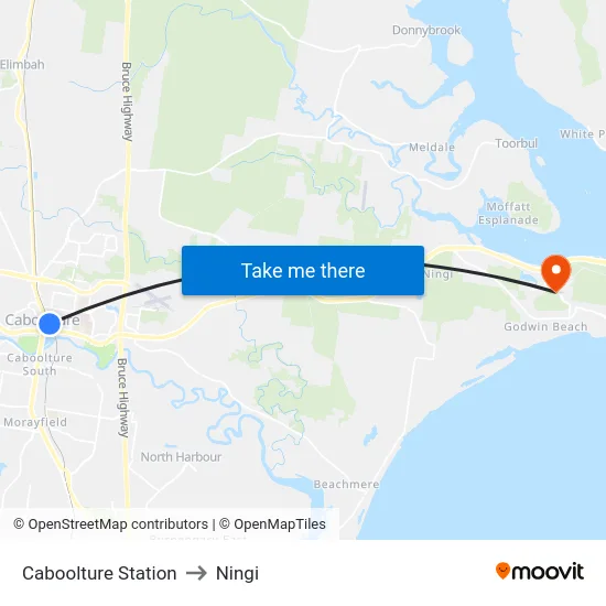 Caboolture Station to Ningi map
