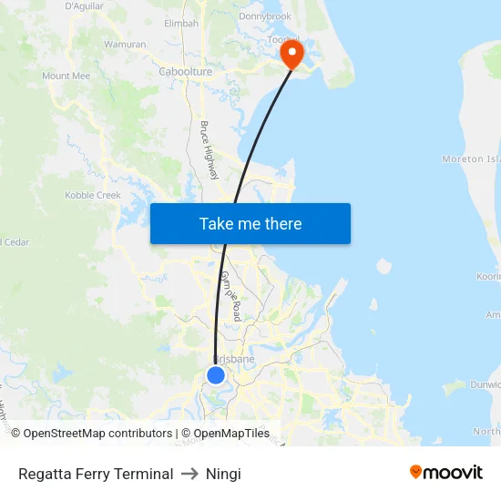 Regatta Ferry Terminal to Ningi map