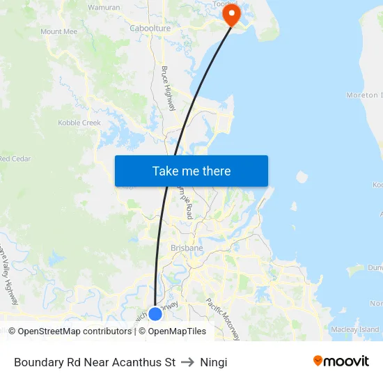 Boundary Rd Near Acanthus St to Ningi map