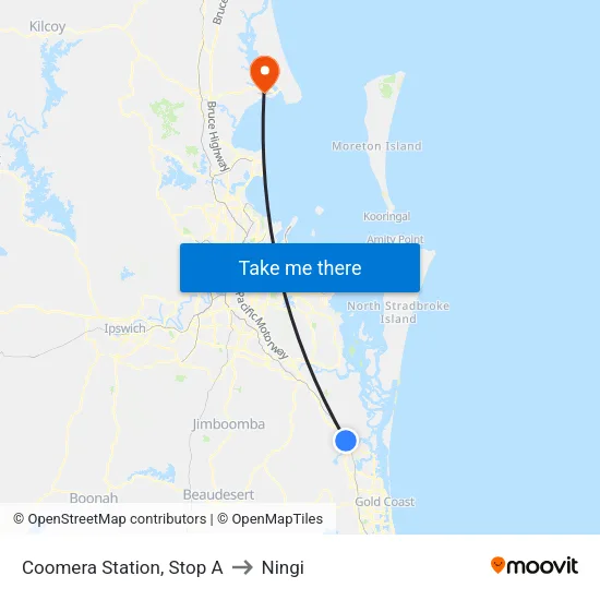 Coomera Station, Stop A to Ningi map