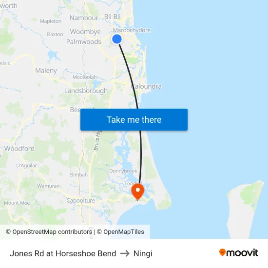 Jones Rd at Horseshoe Bend to Ningi map