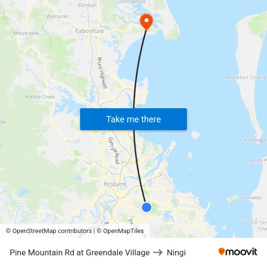 Pine Mountain Rd at Greendale Village to Ningi map