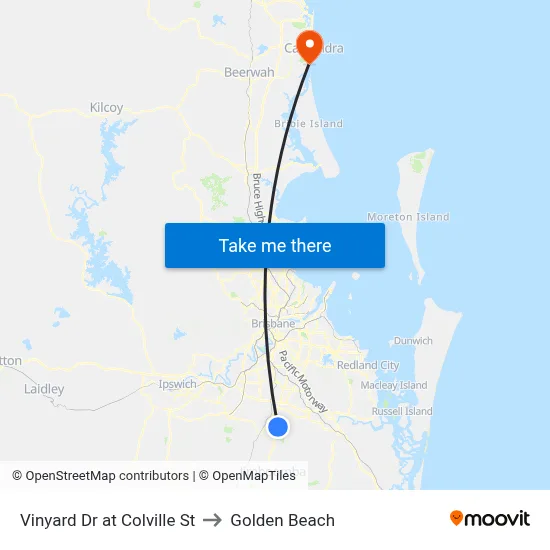 Vinyard Dr at Colville St to Golden Beach map