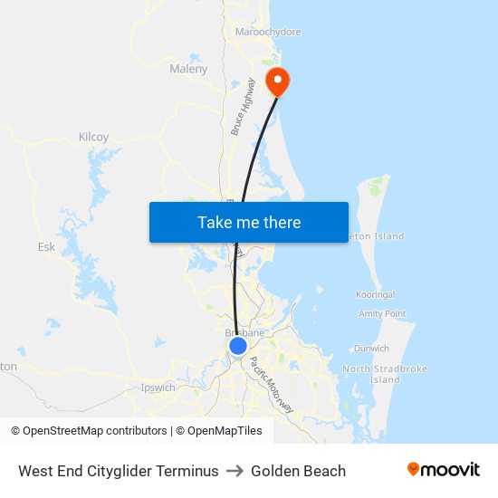 West End Cityglider Terminus to Golden Beach map