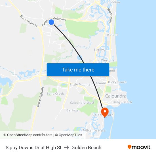 Sippy Downs Dr at High St to Golden Beach map