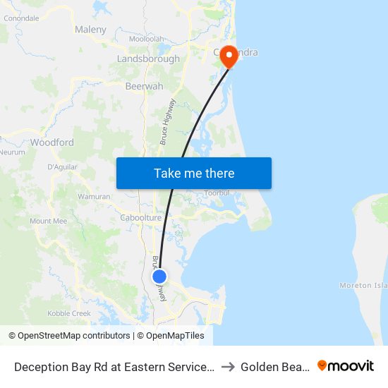 Deception Bay Rd at Eastern Service Rd to Golden Beach map