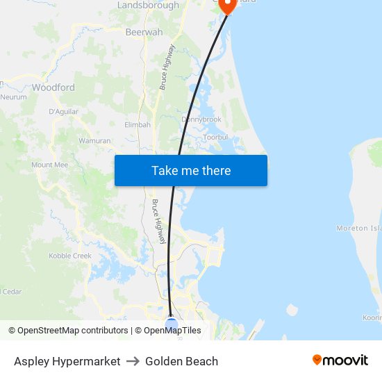 Aspley Hypermarket to Golden Beach map