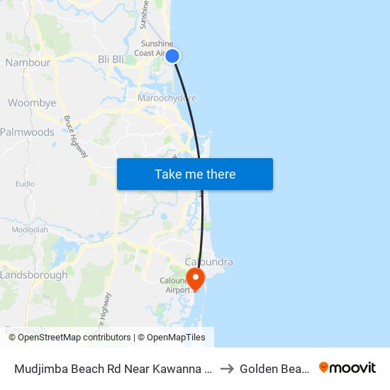 Mudjimba Beach Rd Near Kawanna St to Golden Beach map