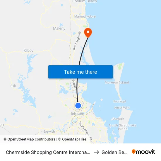 Chermside Shopping Centre Interchange H to Golden Beach map