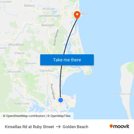 Kinsellas Rd at Ruby Street to Golden Beach map