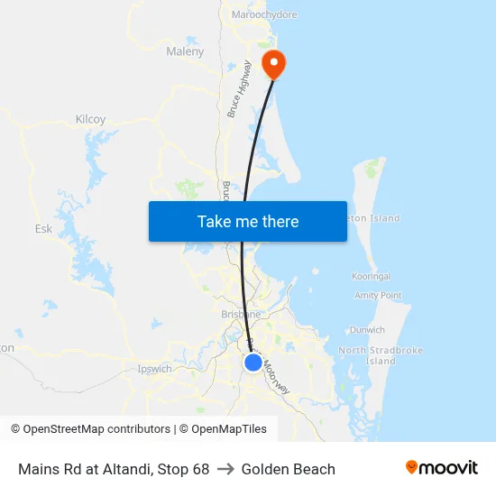 Mains Rd at Altandi, Stop 68 to Golden Beach map