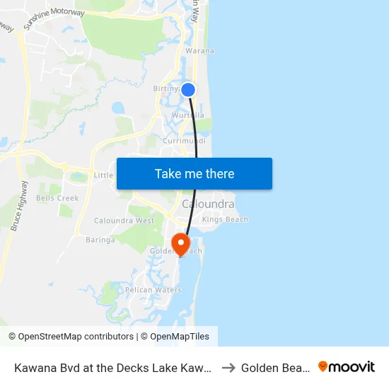 Kawana Bvd at the Decks Lake Kawana to Golden Beach map