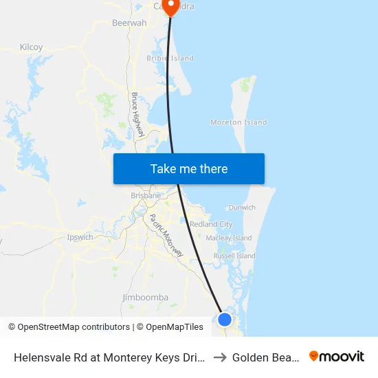 Helensvale Rd at Monterey Keys Drive to Golden Beach map