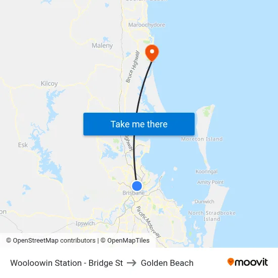 Wooloowin Station - Bridge St to Golden Beach map