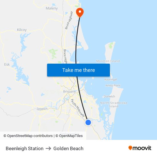 Beenleigh Station to Golden Beach map