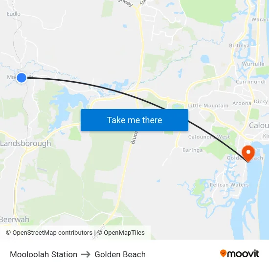 Mooloolah Station to Golden Beach map