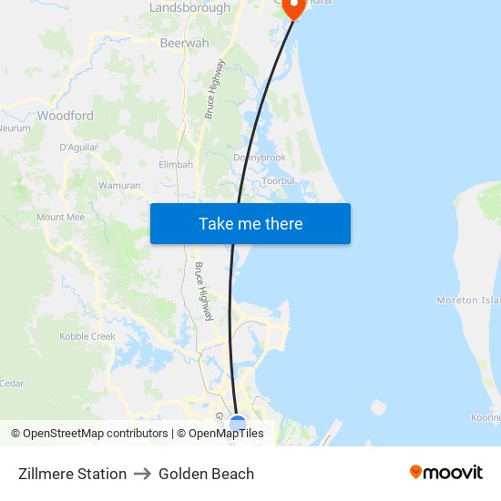 Zillmere Station to Golden Beach map