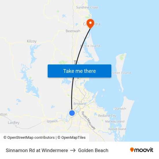 Sinnamon Rd at Windermere to Golden Beach map