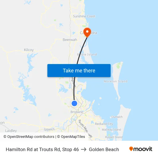 Hamilton Rd at Trouts Rd, Stop 46 to Golden Beach map