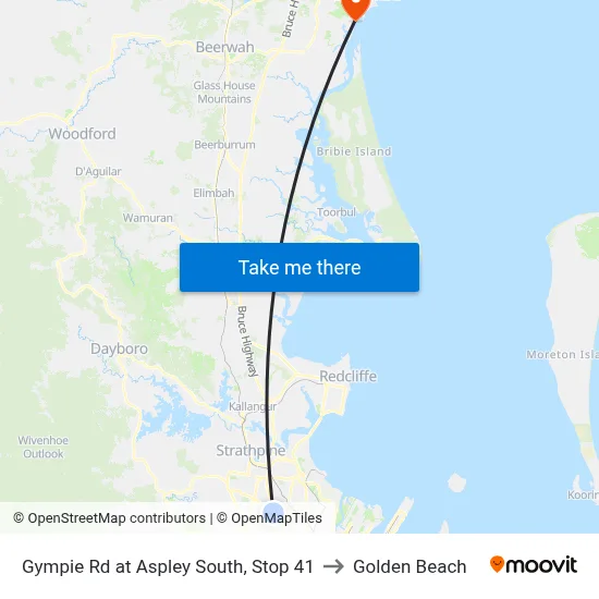 Gympie Rd at Aspley South, Stop 41 to Golden Beach map
