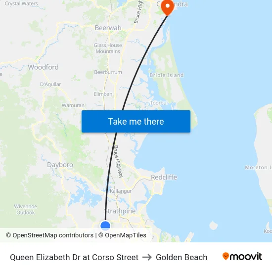 Queen Elizabeth Dr at Corso Street to Golden Beach map