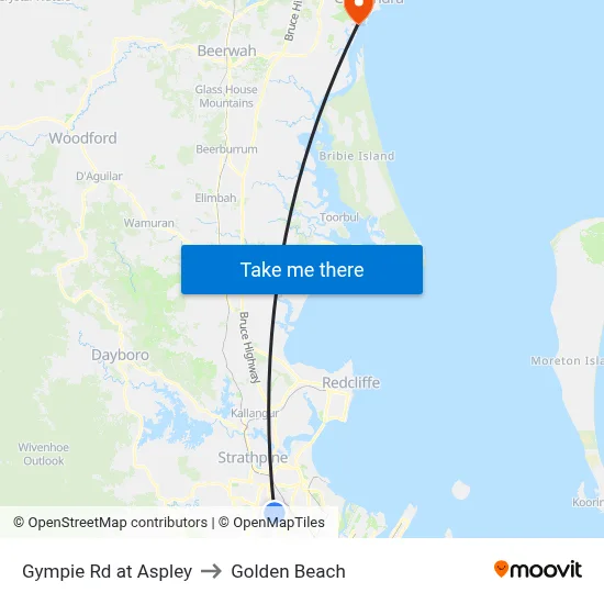 Gympie Rd at Aspley to Golden Beach map
