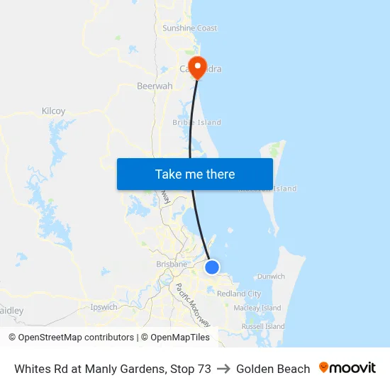 Whites Rd at Manly Gardens, Stop 73 to Golden Beach map