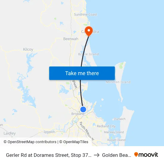 Gerler Rd at Dorames Street, Stop 37/36 to Golden Beach map