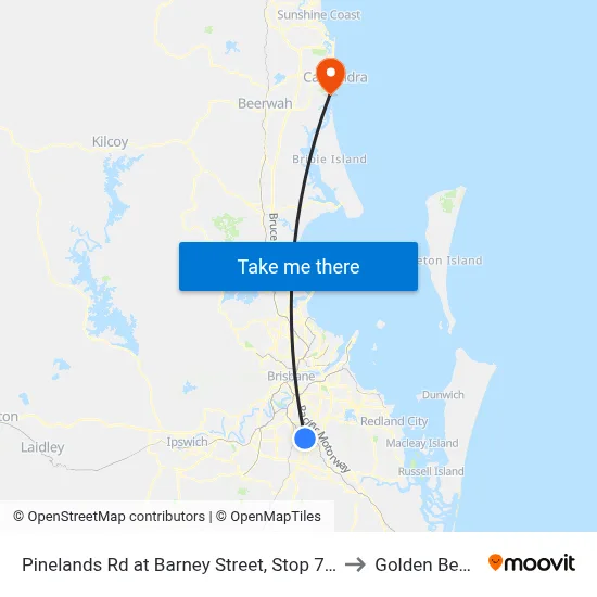Pinelands Rd at Barney Street, Stop 70/71 to Golden Beach map