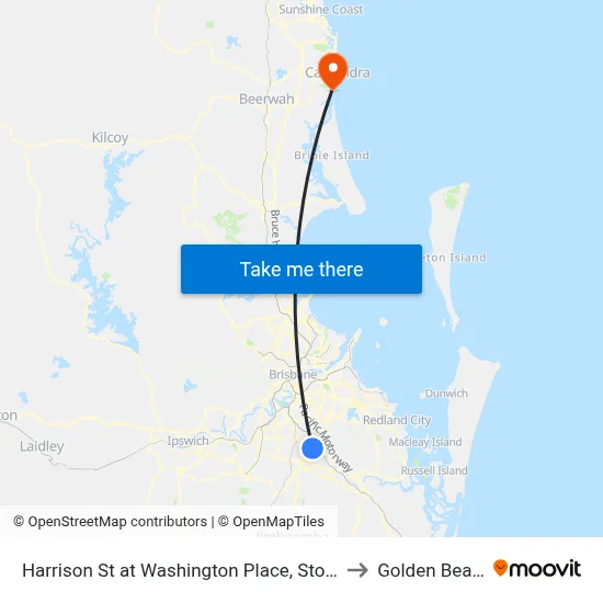 Harrison St at Washington Place, Stop 90 to Golden Beach map