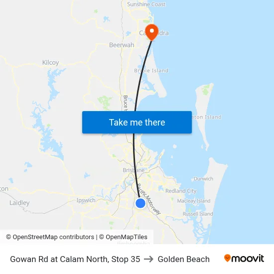 Gowan Rd at Calam North, Stop 35 to Golden Beach map