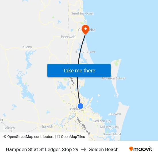 Hampden St at St Ledger, Stop 29 to Golden Beach map