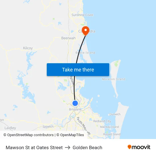 Mawson St at Oates Street to Golden Beach map