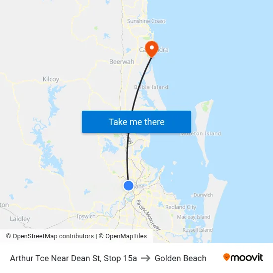 Arthur Tce Near Dean St, Stop 15a to Golden Beach map
