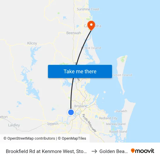 Brookfield Rd at Kenmore West, Stop 37 to Golden Beach map
