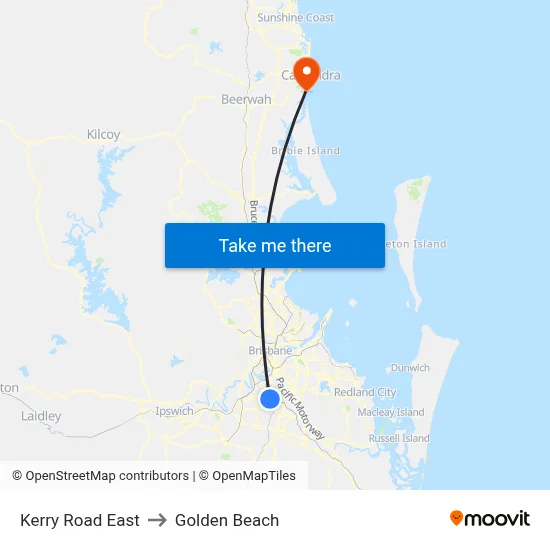 Kerry Road East to Golden Beach map