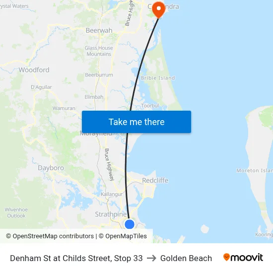 Denham St at Childs Street, Stop 33 to Golden Beach map