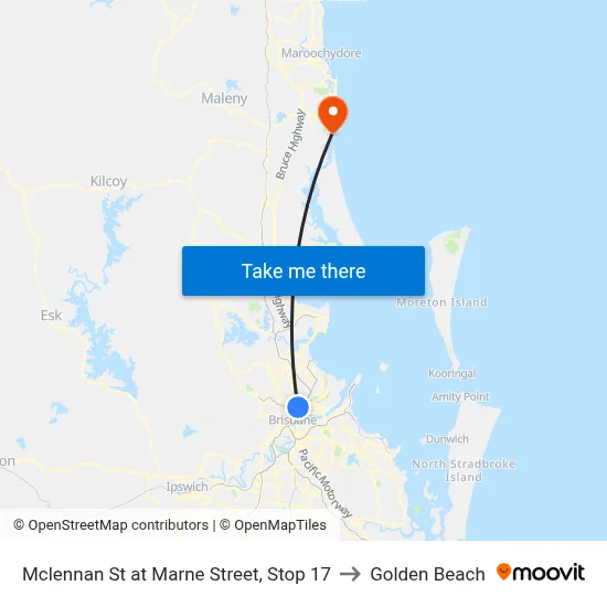Mclennan St at Marne Street, Stop 17 to Golden Beach map