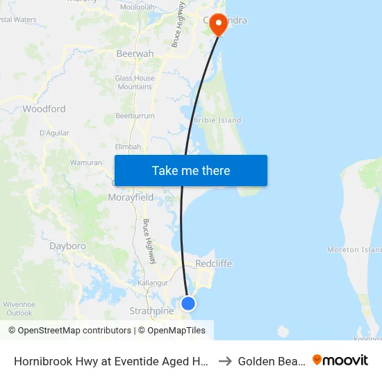 Hornibrook Hwy at Eventide Aged Home to Golden Beach map