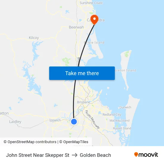 John Street Near Skepper St to Golden Beach map