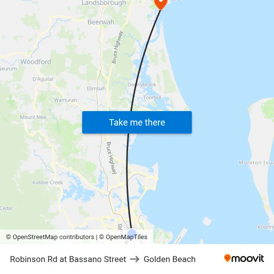 Robinson Rd at Bassano Street to Golden Beach map