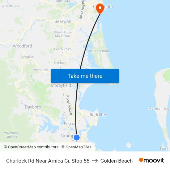 Charlock Rd Near Arnica Cr, Stop 55 to Golden Beach map